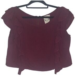 Sea Gypsie's Women's Size Large‎ Burgundy Ruffle Blouse Boho Festival Whimsygoth